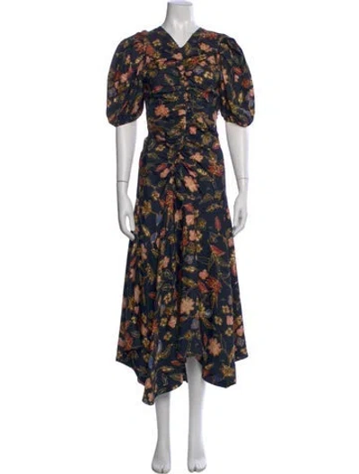 Pre-owned Ulla Johnson Silk Long Dress In Black