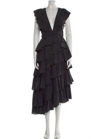 Pre-owned Ulla Johnson Silk Long Dress In Black