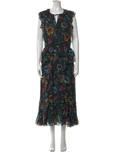 Pre-owned Ulla Johnson Silk Long Dress In Black
