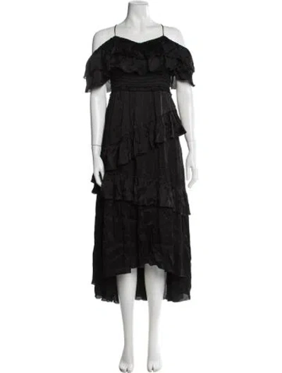 Pre-owned Ulla Johnson Silk Long Dress In Black