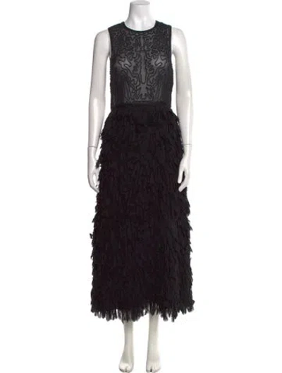 Pre-owned Ulla Johnson Silk Long Dress In Black