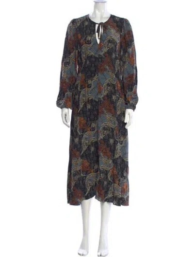 Pre-owned Ulla Johnson Silk Long Dress In Black