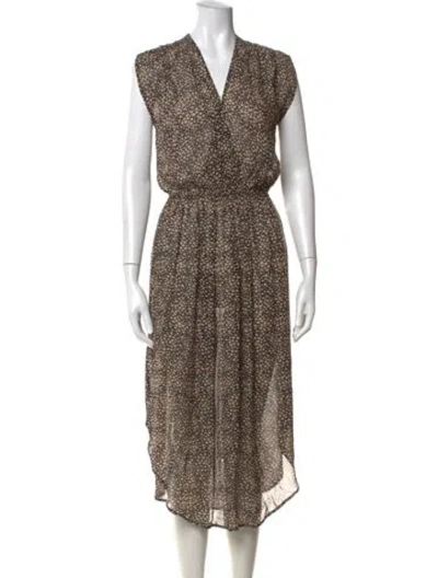 Pre-owned Ulla Johnson Silk Long Dress In Black/neutrals