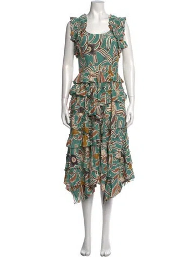 Pre-owned Ulla Johnson Silk Long Dress In Blue