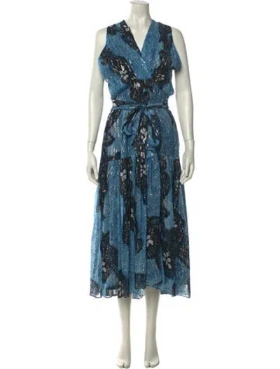 Pre-owned Ulla Johnson Silk Long Dress In Blue