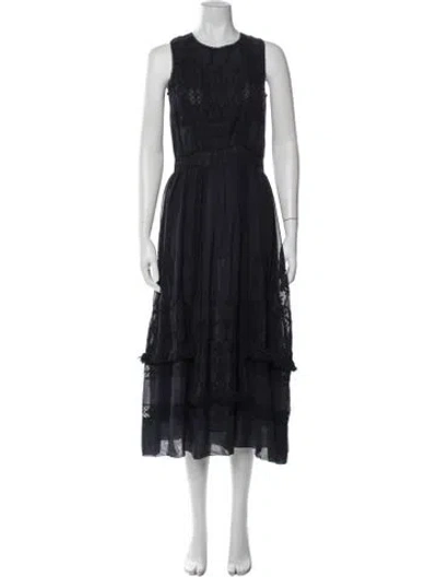 Pre-owned Ulla Johnson Silk Long Dress In Blue