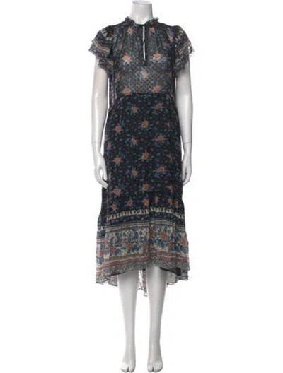 Pre-owned Ulla Johnson Silk Long Dress In Blue