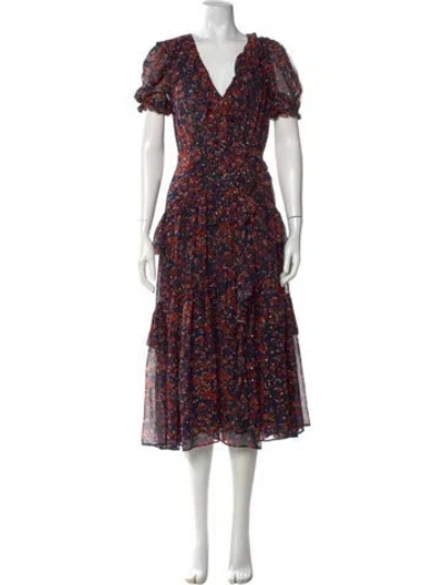 Pre-owned Ulla Johnson Silk Long Dress In Blue