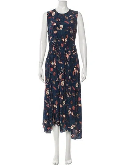 Pre-owned Ulla Johnson Silk Long Dress In Blue