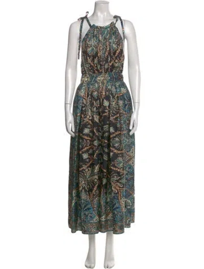 Pre-owned Ulla Johnson Silk Long Dress In Blue