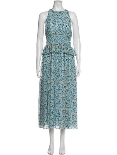 Pre-owned Ulla Johnson Silk Long Dress In Blue
