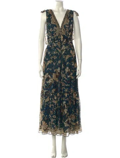 Pre-owned Ulla Johnson Silk Long Dress In Blue