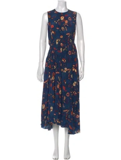 Pre-owned Ulla Johnson Silk Long Dress In Blue