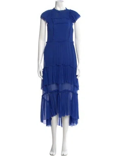 Pre-owned Ulla Johnson Silk Long Dress In Blue