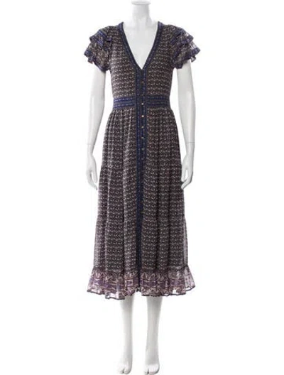 Pre-owned Ulla Johnson Silk Long Dress In Blue