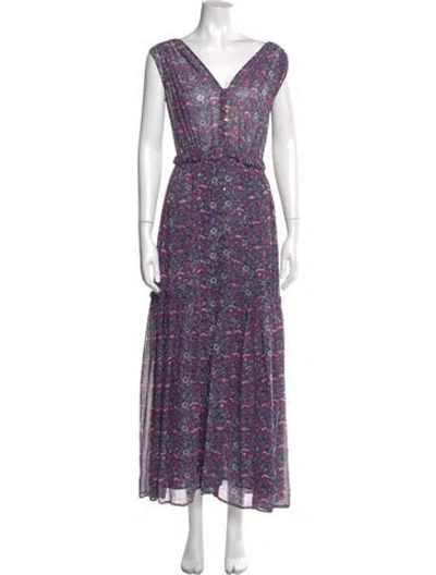 Pre-owned Ulla Johnson Silk Long Dress In Blue