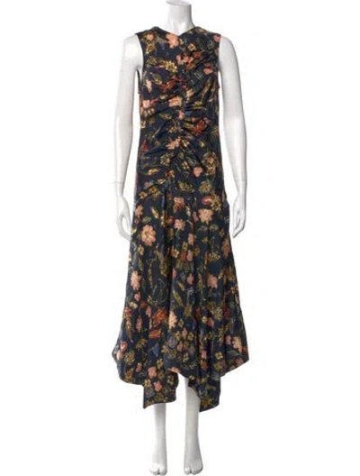 Pre-owned Ulla Johnson Silk Long Dress In Blue
