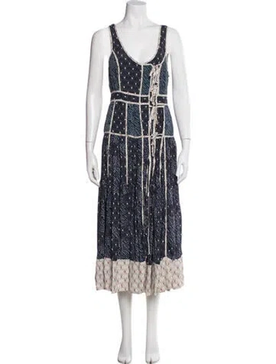 Pre-owned Ulla Johnson Silk Long Dress In Blue