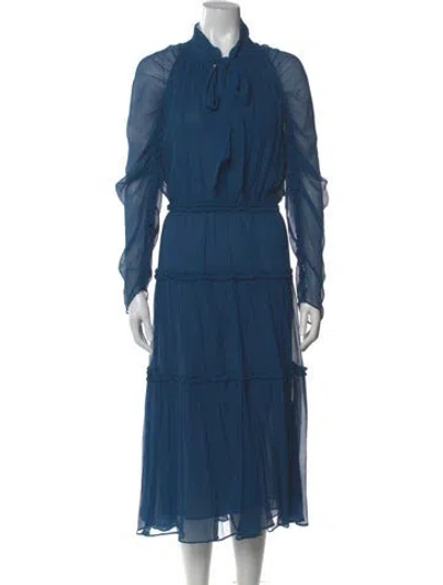 Pre-owned Ulla Johnson Silk Long Dress In Blue