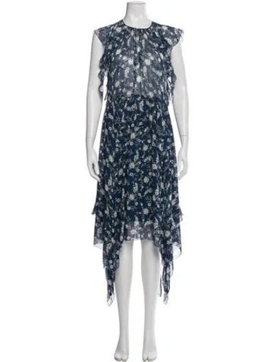 Pre-owned Ulla Johnson Silk Long Dress In Blue
