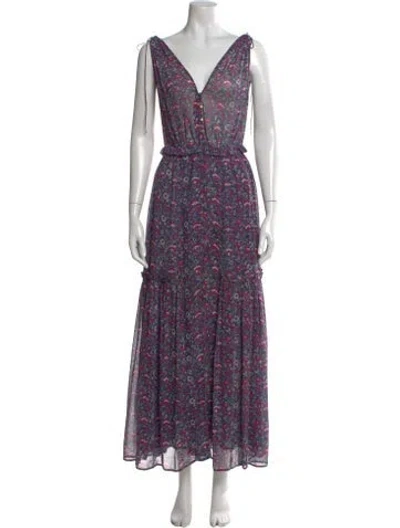 Pre-owned Ulla Johnson Silk Long Dress In Blue