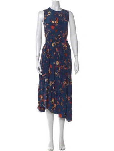 Pre-owned Ulla Johnson Silk Long Dress In Blue