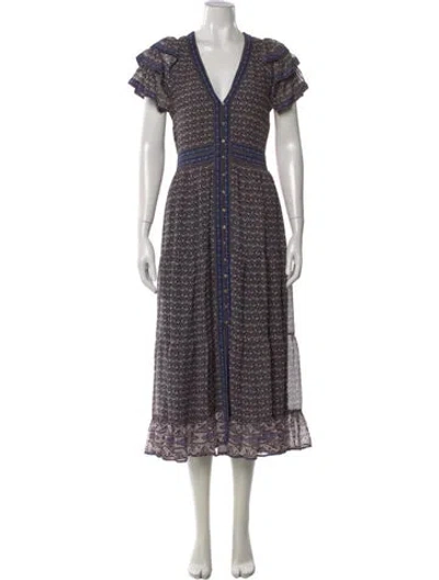 Pre-owned Ulla Johnson Silk Long Dress In Blue