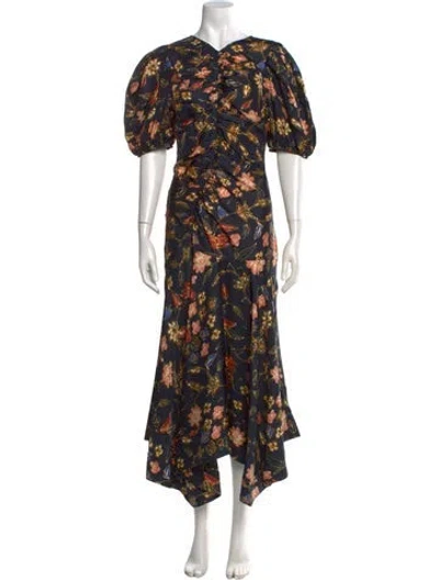 Pre-owned Ulla Johnson Silk Long Dress In Blue