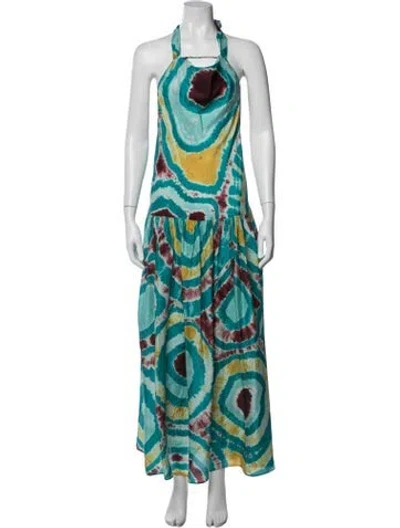 Pre-owned Ulla Johnson Silk Long Dress In Blue