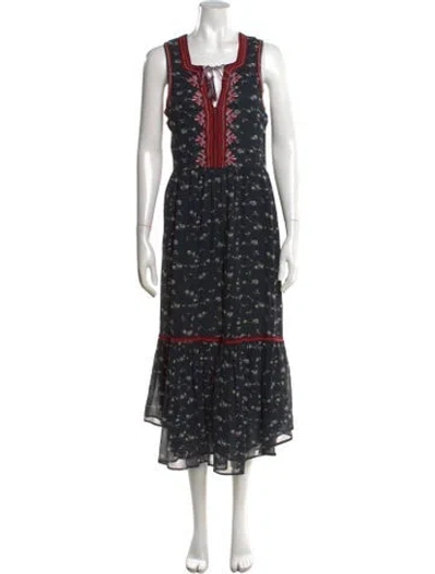 Pre-owned Ulla Johnson Silk Long Dress In Blue