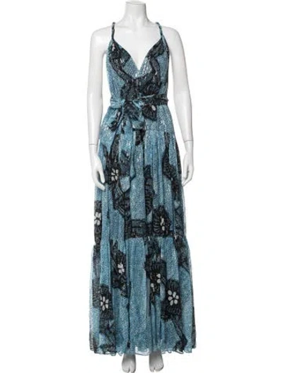 Pre-owned Ulla Johnson Silk Long Dress In Blue