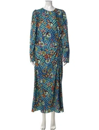 Pre-owned Ulla Johnson Silk Long Dress In Blue