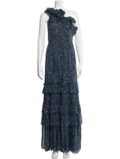 Pre-owned Ulla Johnson Silk Long Dress In Blue