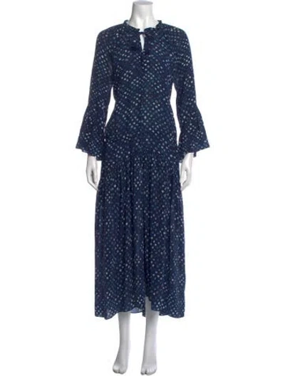 Pre-owned Ulla Johnson Silk Long Dress In Blue