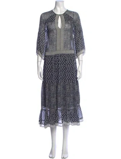 Pre-owned Ulla Johnson Silk Long Dress In Blue