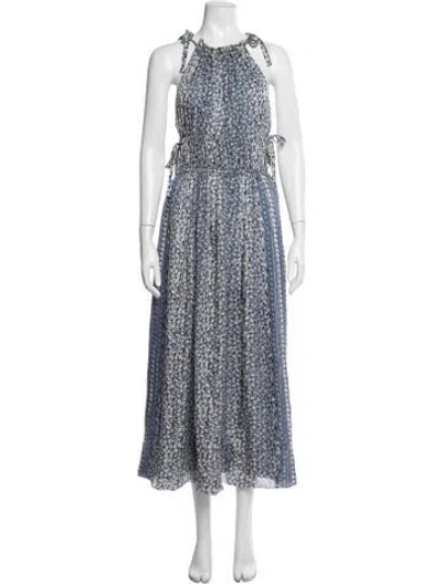 Pre-owned Ulla Johnson Silk Long Dress In Blue/metallic