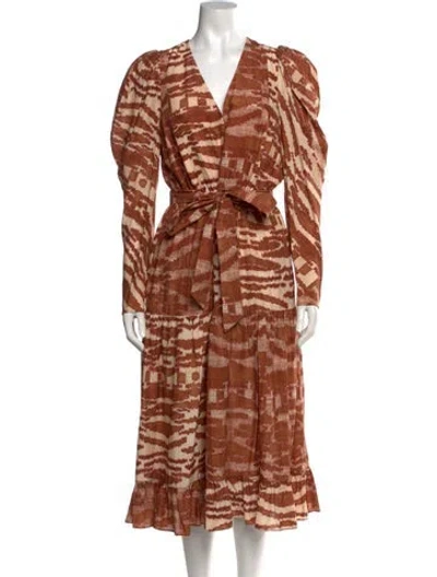Pre-owned Ulla Johnson Silk Long Dress In Brown