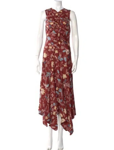 Pre-owned Ulla Johnson Silk Long Dress In Brown