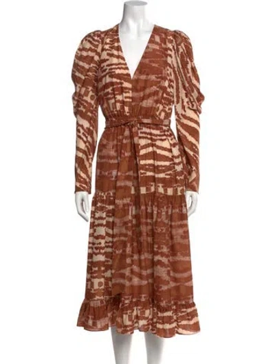 Pre-owned Ulla Johnson Silk Long Dress In Brown