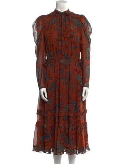 Pre-owned Ulla Johnson Silk Long Dress In Brown