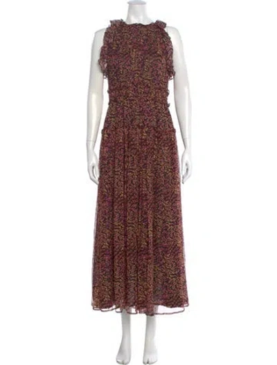 Pre-owned Ulla Johnson Silk Long Dress In Brown