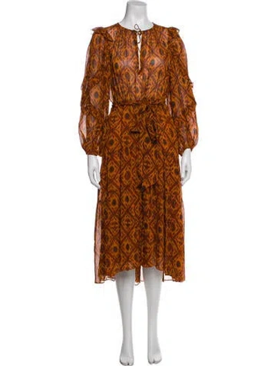 Pre-owned Ulla Johnson Silk Long Dress In Brown