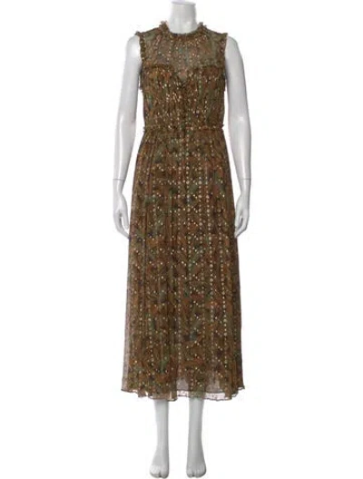 Pre-owned Ulla Johnson Silk Long Dress In Brown