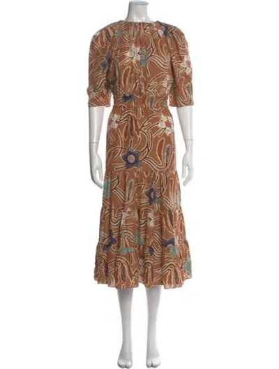 Pre-owned Ulla Johnson Silk Long Dress In Brown