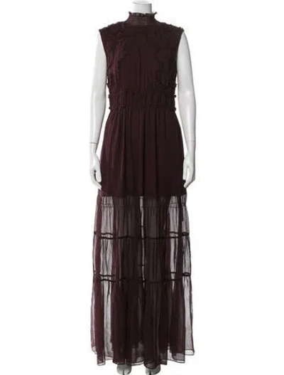 Pre-owned Ulla Johnson Silk Long Dress In Brown