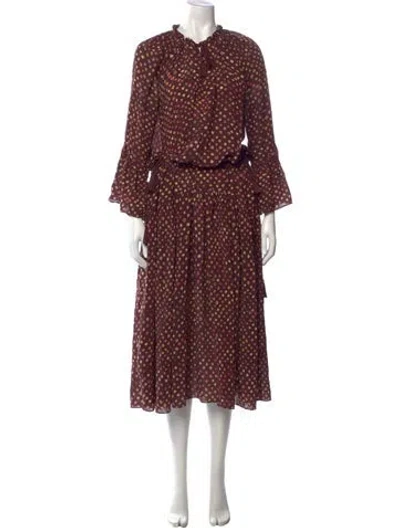 Pre-owned Ulla Johnson Silk Long Dress In Burgundy