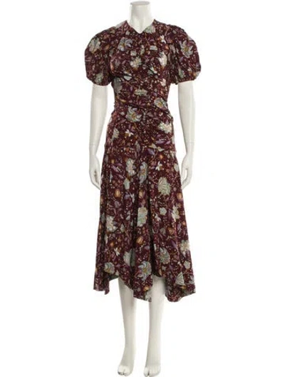 Pre-owned Ulla Johnson Silk Long Dress In Burgundy
