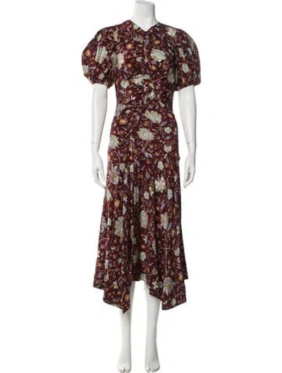 Pre-owned Ulla Johnson Silk Long Dress In Burgundy