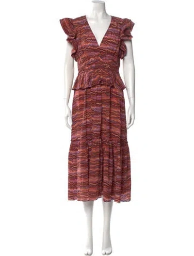 Pre-owned Ulla Johnson Silk Long Dress In Burgundy