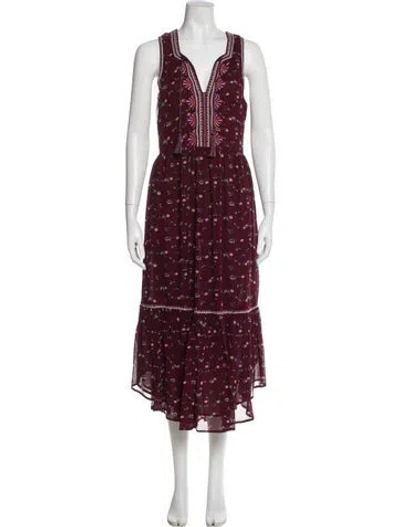 Pre-owned Ulla Johnson Silk Long Dress In Burgundy